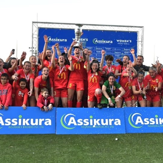 Birkirkara lifting the Assikura Women's League trophy. - (c) Joe Borg