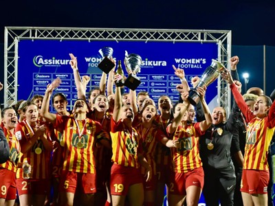 Birkirkara lifting their 17th Assikura Women's Knock-Out trophy. - (c) Craig Camilleri